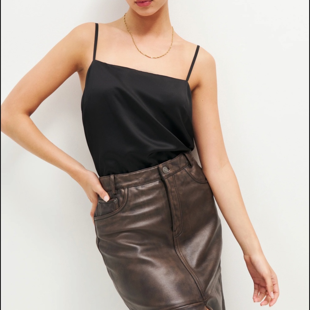 NWT Reformation Sonya Satin Top Black - Size XS
